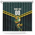 Personalised Kangaroos Rugby Shower Curtain Australia Rugby Mascot Green Gold Sport