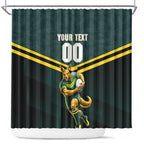Personalised Kangaroos Rugby Shower Curtain Australia Rugby Mascot Green Gold Sport