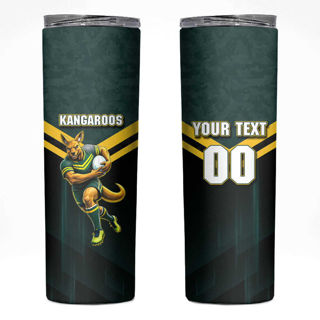 Personalised Kangaroos Rugby Skinny Tumbler Australia Rugby Mascot Green Gold Sport