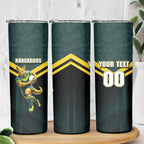 Personalised Kangaroos Rugby Skinny Tumbler Australia Rugby Mascot Green Gold Sport