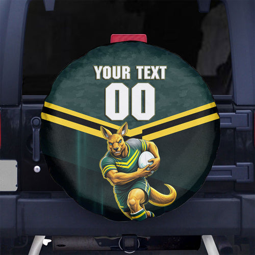 Personalised Kangaroos Rugby Spare Tire Cover Australia Rugby Mascot Green Gold Sport