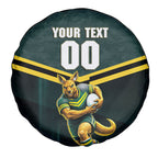 Personalised Kangaroos Rugby Spare Tire Cover Australia Rugby Mascot Green Gold Sport
