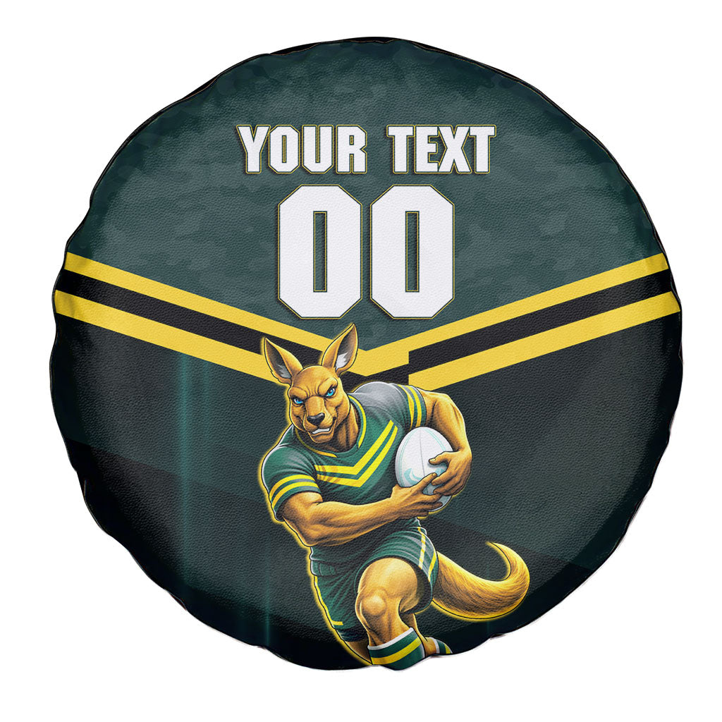 Personalised Kangaroos Rugby Spare Tire Cover Australia Rugby Mascot Green Gold Sport