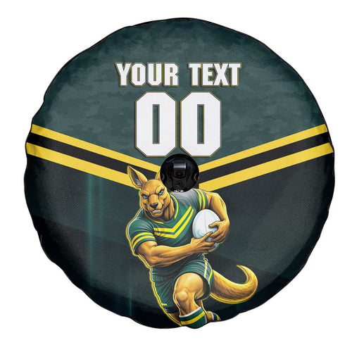 Personalised Kangaroos Rugby Spare Tire Cover Australia Rugby Mascot Green Gold Sport