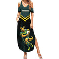 Personalised Kangaroos Rugby Summer Maxi Dress Australia Rugby Mascot Green Gold Sport