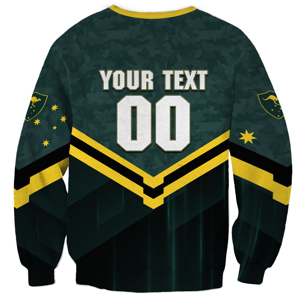 Personalised Kangaroos Rugby Sweatshirt Australia Rugby Mascot Green Gold Sport