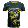 Personalised Kangaroos Rugby T Shirt Australia Rugby Mascot Green Gold Sport