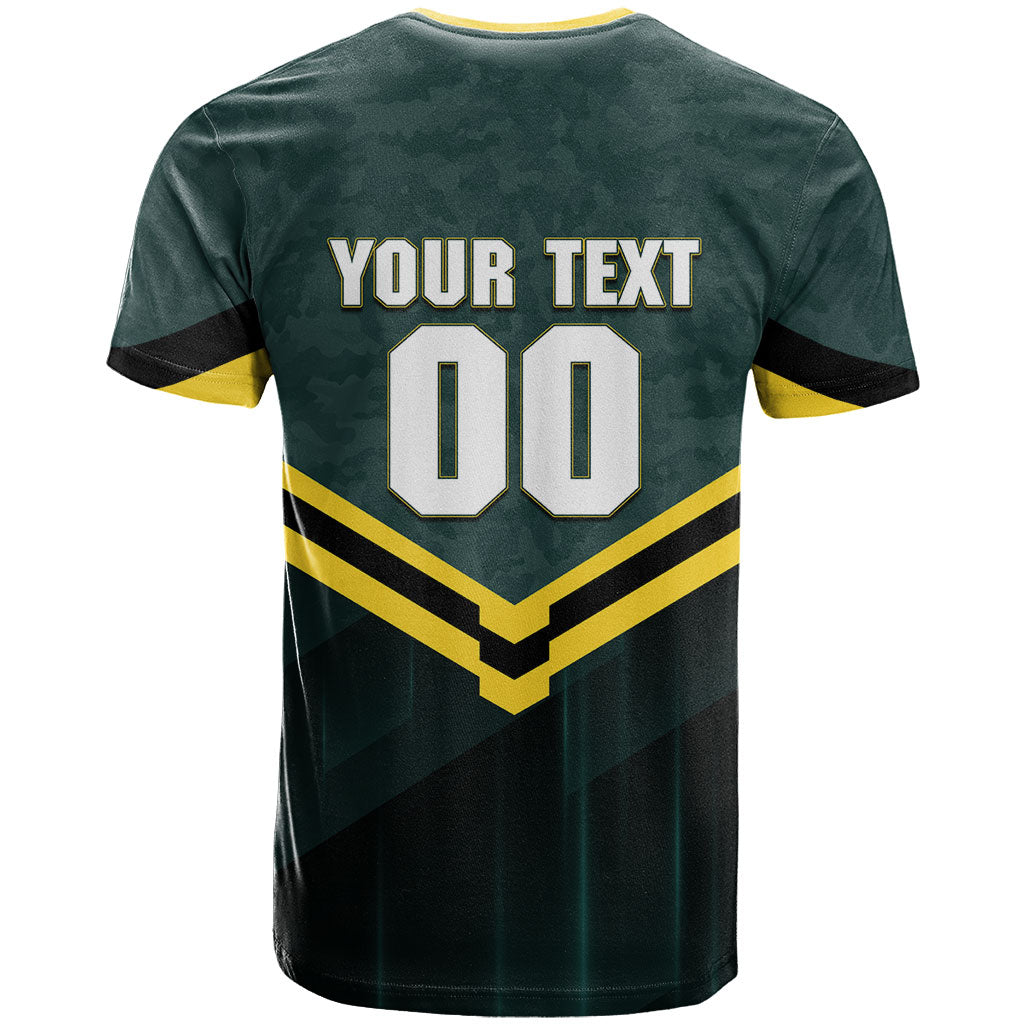Personalised Kangaroos Rugby T Shirt Australia Rugby Mascot Green Gold Sport
