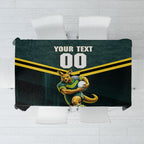 Personalised Kangaroos Rugby Tablecloth Australia Rugby Mascot Green Gold Sport