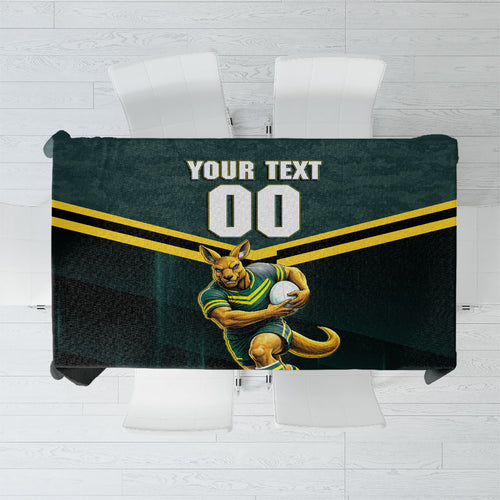 Personalised Kangaroos Rugby Tablecloth Australia Rugby Mascot Green Gold Sport