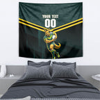 Personalised Kangaroos Rugby Tapestry Australia Rugby Mascot Green Gold Sport