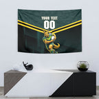 Personalised Kangaroos Rugby Tapestry Australia Rugby Mascot Green Gold Sport