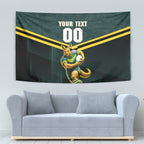 Personalised Kangaroos Rugby Tapestry Australia Rugby Mascot Green Gold Sport