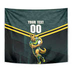 Personalised Kangaroos Rugby Tapestry Australia Rugby Mascot Green Gold Sport