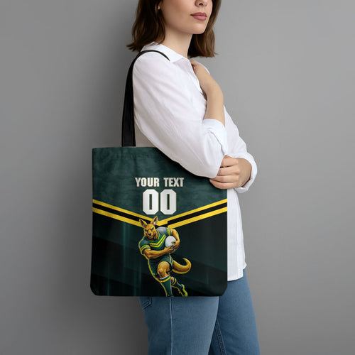 Personalised Kangaroos Rugby Tote Bag Australia Rugby Mascot Green Gold Sport