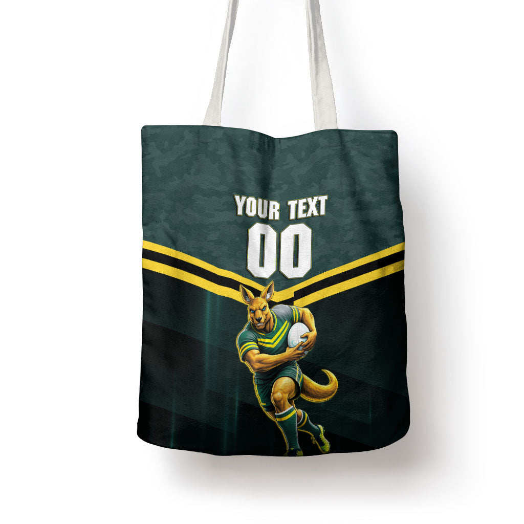 Personalised Kangaroos Rugby Tote Bag Australia Rugby Mascot Green Gold Sport