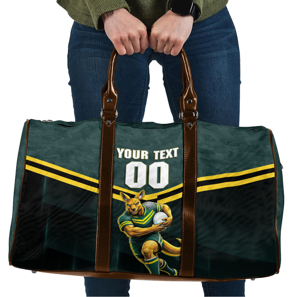 Personalised Kangaroos Rugby Travel Bag Australia Rugby Mascot Green Gold Sport