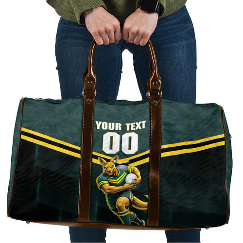 Personalised Kangaroos Rugby Travel Bag Australia Rugby Mascot Green Gold Sport