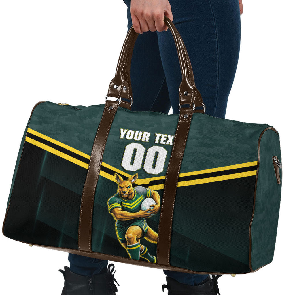 Personalised Kangaroos Rugby Travel Bag Australia Rugby Mascot Green Gold Sport