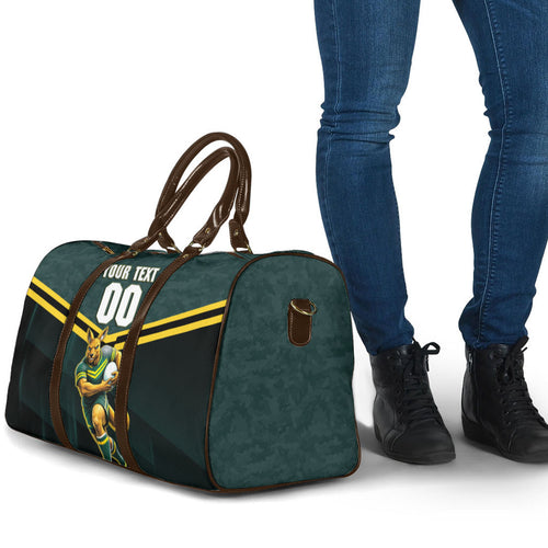 Personalised Kangaroos Rugby Travel Bag Australia Rugby Mascot Green Gold Sport
