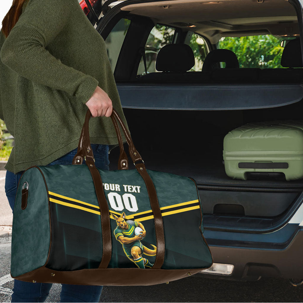 Personalised Kangaroos Rugby Travel Bag Australia Rugby Mascot Green Gold Sport