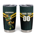 Personalised Kangaroos Rugby Tumbler Cup Australia Rugby Mascot Green Gold Sport