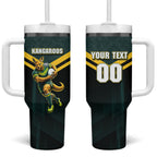 Personalised Kangaroos Rugby Tumbler With Handle Australia Rugby Mascot Green Gold Sport