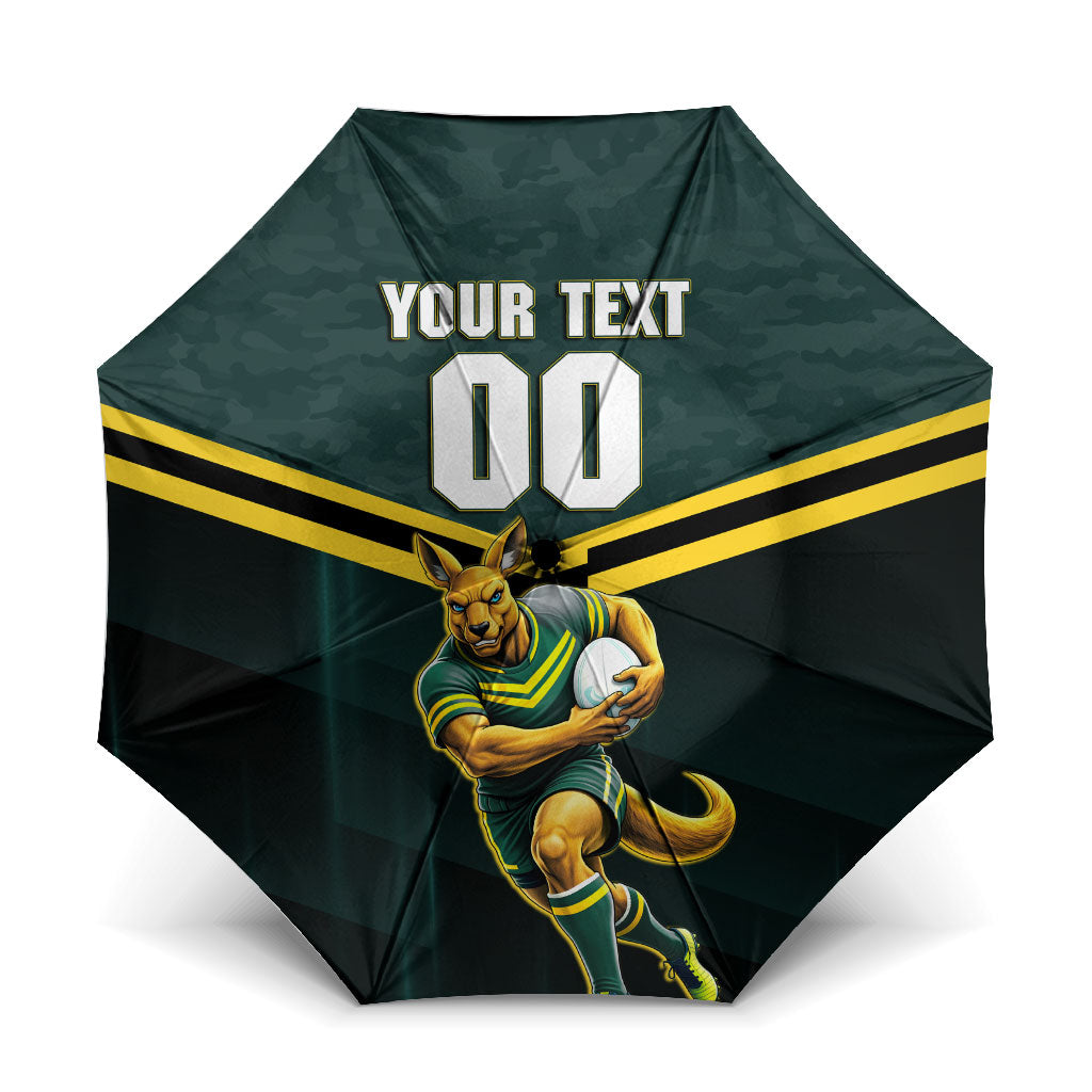 Personalised Kangaroos Rugby Umbrella Australia Rugby Mascot Green Gold Sport