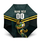 Personalised Kangaroos Rugby Umbrella Australia Rugby Mascot Green Gold Sport