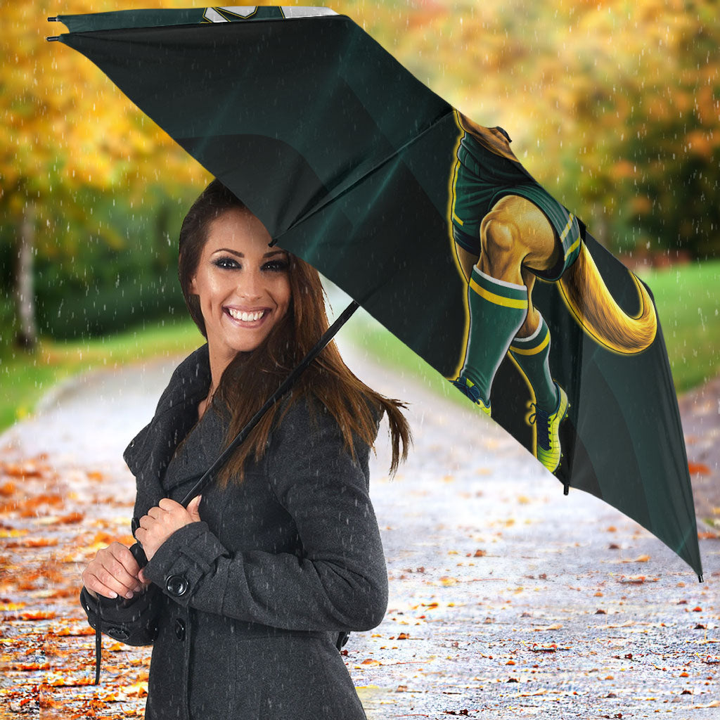 Personalised Kangaroos Rugby Umbrella Australia Rugby Mascot Green Gold Sport