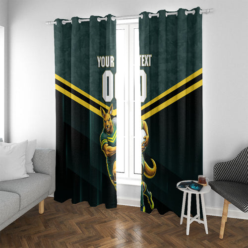 Personalised Kangaroos Rugby Window Curtain Australia Rugby Mascot Green Gold Sport