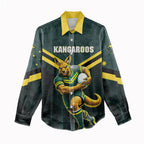 Personalised Kangaroos Rugby Women Casual Shirt Australia Rugby Mascot Green Gold Sport