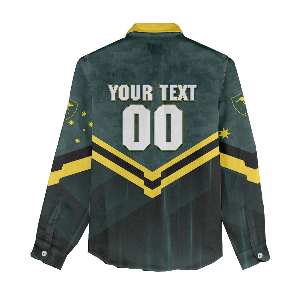 Personalised Kangaroos Rugby Women Casual Shirt Australia Rugby Mascot Green Gold Sport