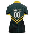 Personalised Kangaroos Rugby Women Polo Shirt Australia Rugby Mascot Green Gold Sport