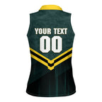 Personalised Kangaroos Rugby Women Sleeveless Polo Shirt Australia Rugby Mascot Green Gold Sport