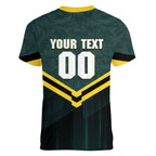Personalised Kangaroos Rugby Women V-Neck T-Shirt Australia Rugby Mascot Green Gold Sport