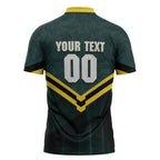 Personalised Kangaroos Rugby Zipper Polo Shirt Australia Rugby Mascot Green Gold Sport