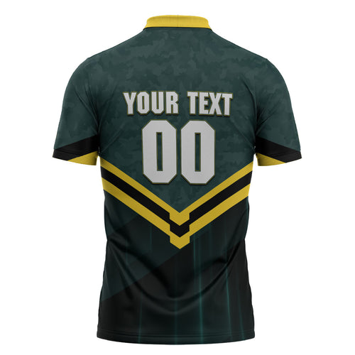 Personalised Kangaroos Rugby Zipper Polo Shirt Australia Rugby Mascot Green Gold Sport