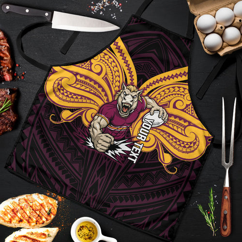 Custom Brisbane Broncos Apron Horse Warrior Polynesia Islander Rugby Mascot