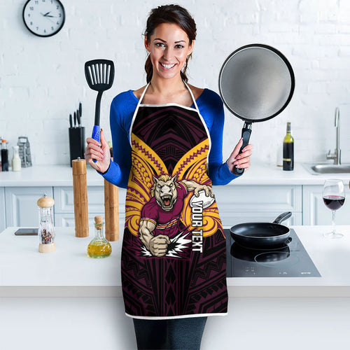 Custom Brisbane Broncos Apron Horse Warrior Polynesia Islander Rugby Mascot