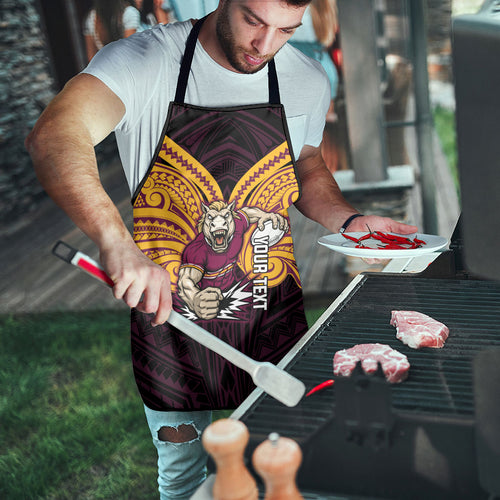 Custom Brisbane Broncos Apron Horse Warrior Polynesia Islander Rugby Mascot
