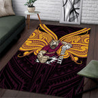 Custom Brisbane Broncos Area Rug Horse Warrior Polynesia Islander Rugby Mascot