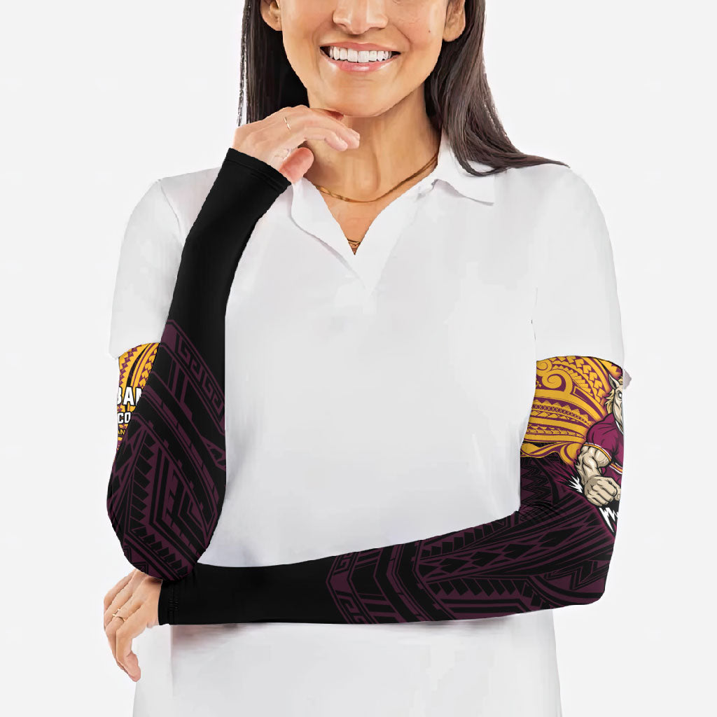 Custom Brisbane Broncos Arm Sleeves Horse Warrior Polynesia Islander Rugby Mascot