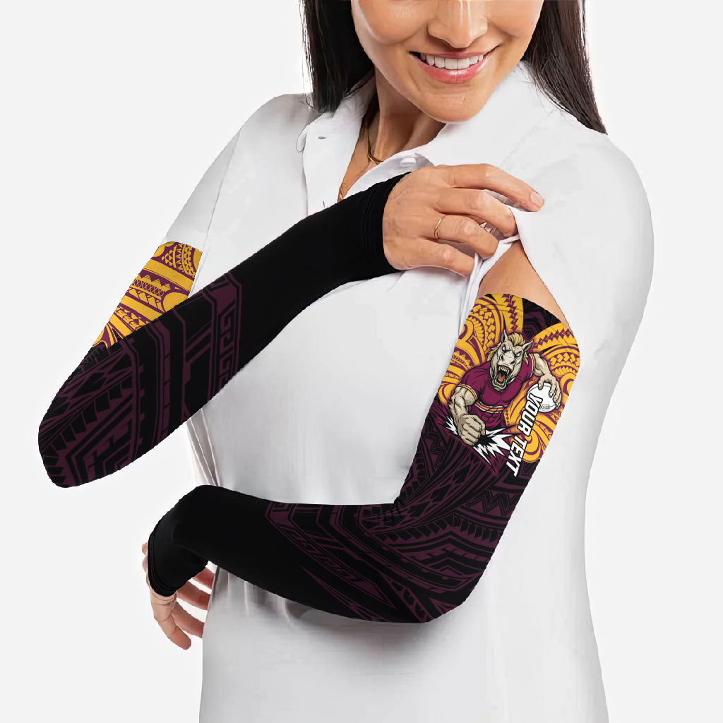 Custom Brisbane Broncos Arm Sleeves Horse Warrior Polynesia Islander Rugby Mascot