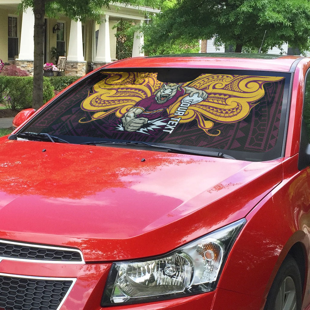 Custom Brisbane Broncos Auto Sun Shade Horse Warrior Polynesia Islander Rugby Mascot