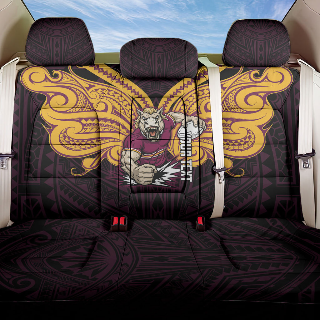 Custom Brisbane Broncos Back Car Seat Cover Horse Warrior Polynesia Islander Rugby Mascot