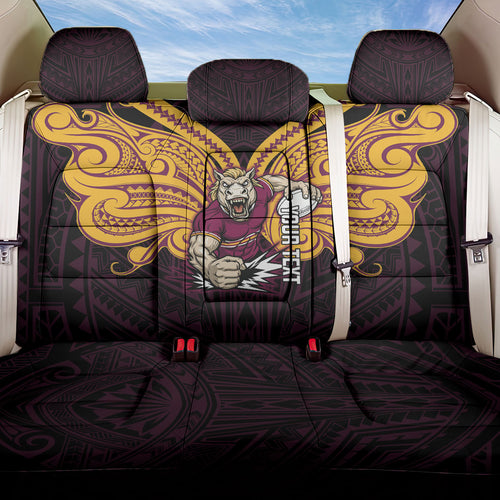 Custom Brisbane Broncos Back Car Seat Cover Horse Warrior Polynesia Islander Rugby Mascot