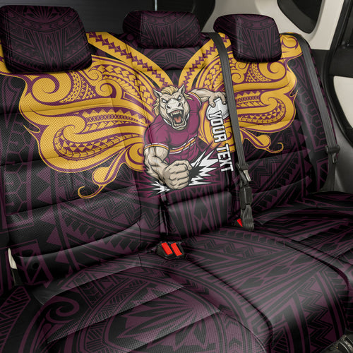 Custom Brisbane Broncos Back Car Seat Cover Horse Warrior Polynesia Islander Rugby Mascot