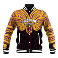 Custom Brisbane Broncos Baseball Jacket Horse Warrior Polynesia Islander Rugby Mascot