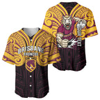 Custom Brisbane Broncos Baseball Jersey Horse Warrior Polynesia Islander Rugby Mascot
